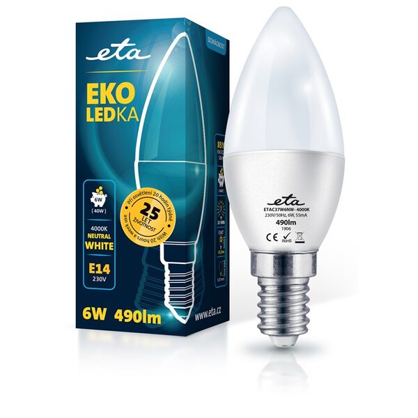 Żarówka LED ETA EKO LEDka svíčka 6W, E14, neutrální bílá