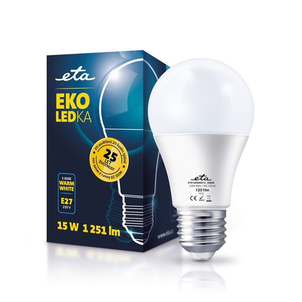 Żarówka LED ETA EKO Klasyczna LED, 15W, E27, biała ciepła