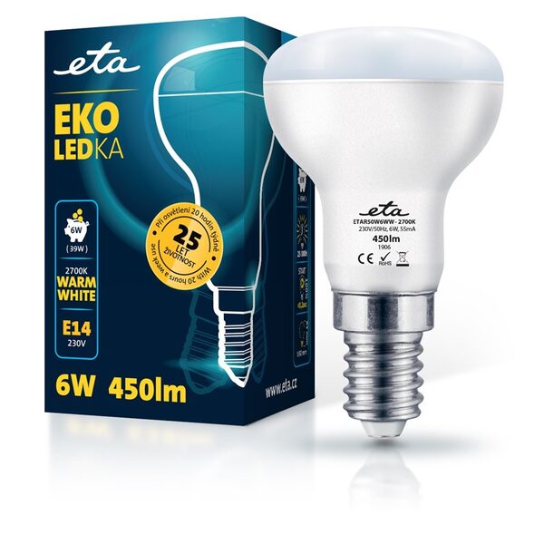 Żarówka LED ETA EKO LEDka reflektor 6W, E14, biała ciepła