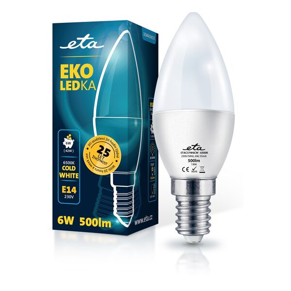 Żarówka LED ETA EKO LEDka svíčka 6W, E14, studená bílá