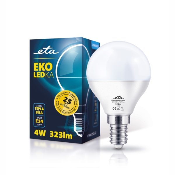 Żarówka LED ETA EKO LED mini globe, 4W, E14, ciepła biała