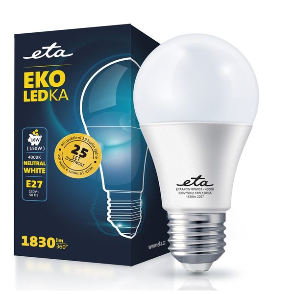 žárovka LED ETA EKO LEDka klasik 18W, E27, neutrální bílá