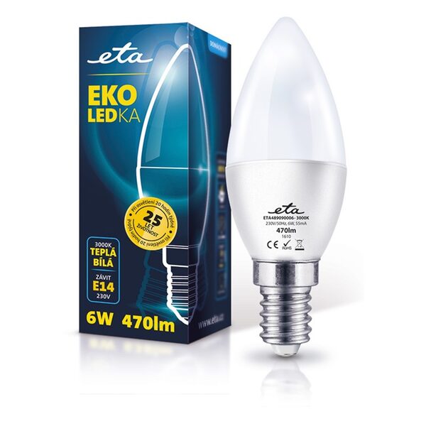 Żarówka LED ETA EKO LED świeczka, 6W, E14, biała ciepła
