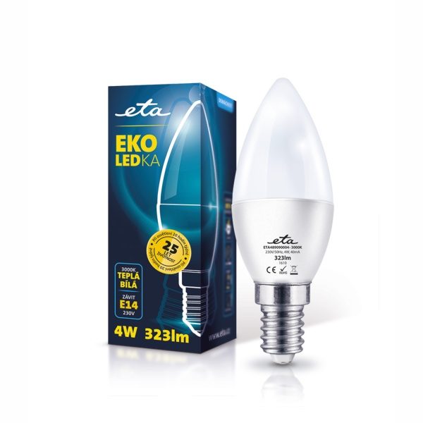 Żarówka LED ETA EKO LED świeczka, 4W, E14, ciepła biała