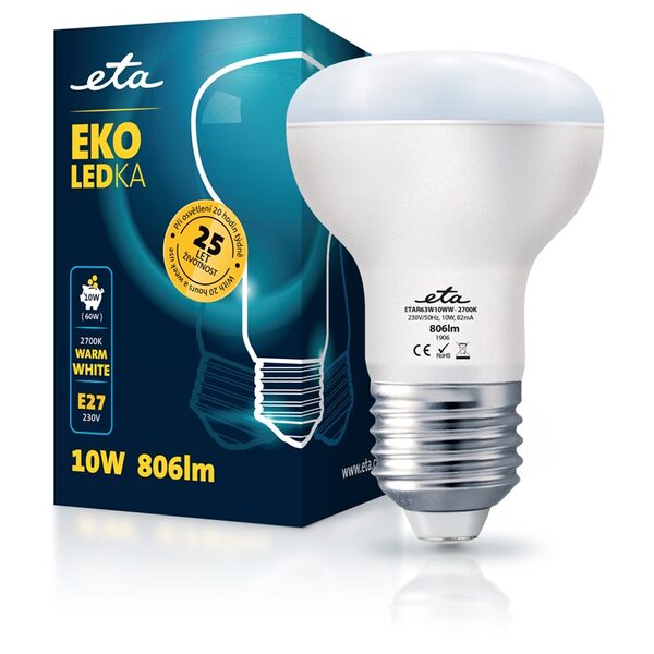 Żarówka LED ETA EKO LEDka reflektor 10W, E27, biała ciepła