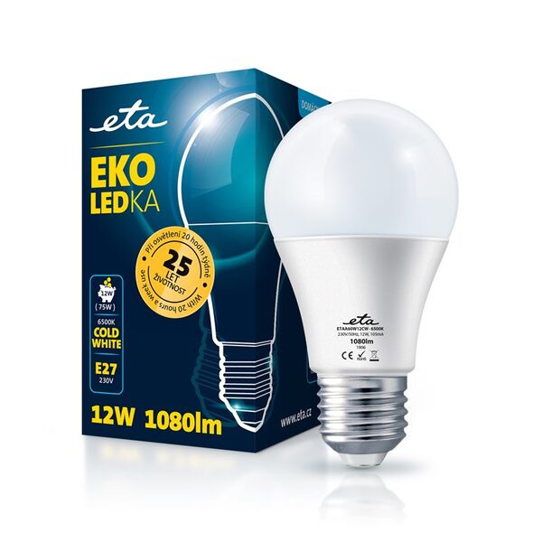 Żarówka LED ETA EKO LEDka Klasyczna 12W, E27, studená bílá