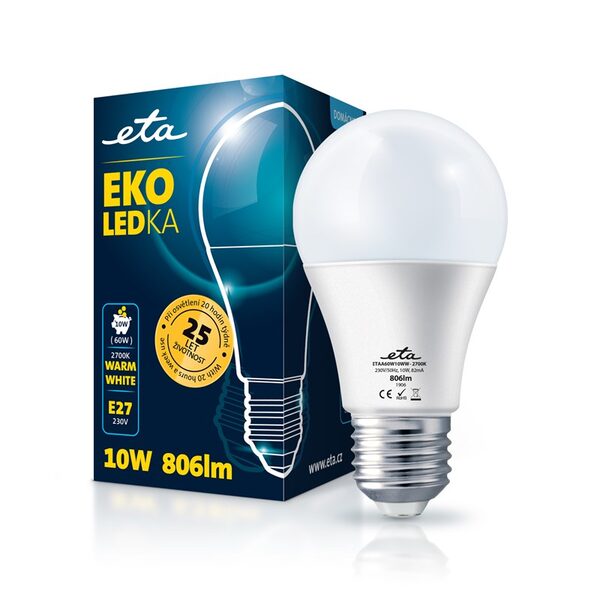 Żarówka LED ETA EKO LEDka Klasyczna 10W, E27, biała ciepła